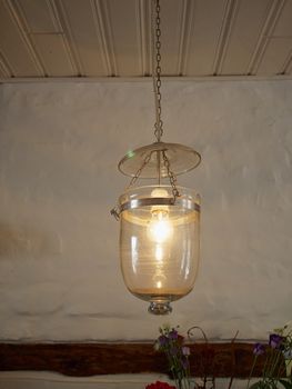 Lighting decor decorative creative vintage glass lamp shade hanging in a room