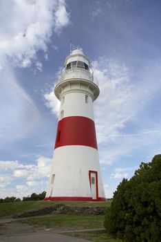 Low Head Lighthouse in George Town by the Port Dalrymple's sea Tasmania, Australia