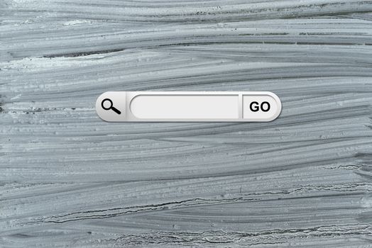 Search bar in browser. Old and rough painted surface on background