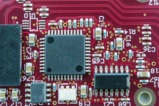 Red Circuit Board Electronics Part IC Components