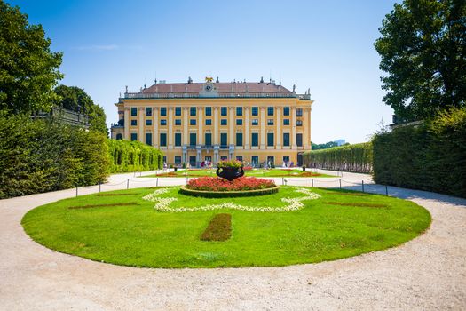 VIENNA, AUSTRIA - AUGUST 4, 2013: Schonbrunn Palace royal residence garden on August 4, 2013 in Vienna, Austria.