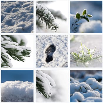 winter Background collage - snow texture