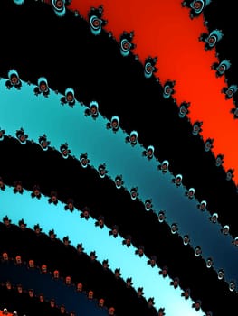 Digital computer graphic - rendering. Patterned fractal background with stripes for design.