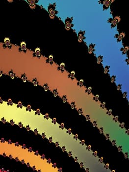 Digital computer graphic - rendering. Patterned fractal background with stripes for design.