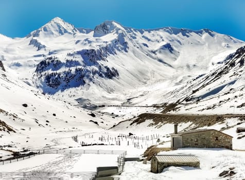 snowy mountains located in the Pyrenees - Spain