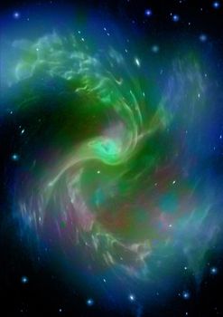 Stars and spiral galaxy in a free space. "Elements of this image furnished by NASA".