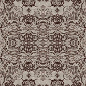 Seamless artistic background, abstract graphic pattern on vintage linen canvas