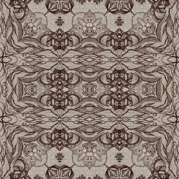 Seamless artistic background, abstract graphic pattern on vintage linen canvas