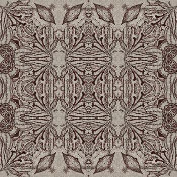 Seamless artistic background, abstract graphic pattern on vintage linen canvas