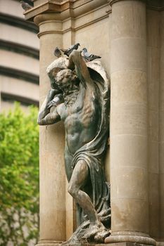 Statue adorns the building in Barcelona