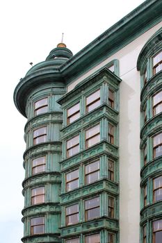 SAN FRANCISCO, CALIFORNIA, USA - SEPTEMBER 25, 2011: Landmark for San Francisco Building - old architecture from Victorian era Flatiron buildings in San Francisco on September 25, 2011. 