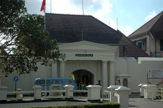 Yogyakarta, Indonesia - September 23, 2011: Vredeburg castle at Malioboro street Yogyakarta, Indonesia.