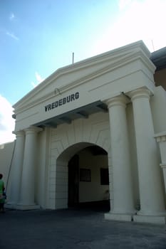 yogyakarta, indonesia-september 23, 2011: vredeburg castle at malioboro street yogyakarta, indonesia.