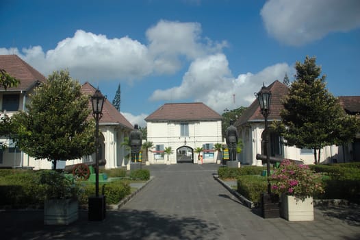 yogyakarta, indonesia-september 23, 2011: vredeburg castle at malioboro street yogyakarta, indonesia.