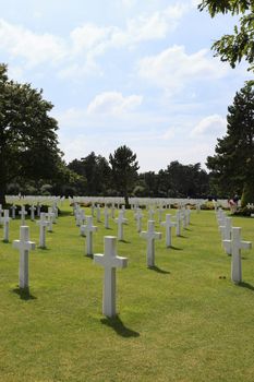 The American cemetery at Omaha Beach, Normandy, France. Here is about 10,000 American soldiers buried.