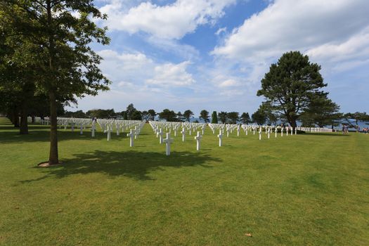 The American cemetery at Omaha Beach, Normandy, France. Here is about 10,000 American soldiers buried.