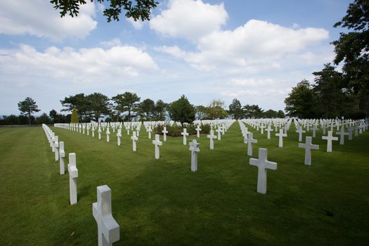 The American cemetery at Omaha Beach, Normandy, France. Here is about 10,000 American soldiers buried.