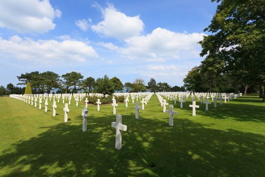 The American cemetery at Omaha Beach, Normandy, France. Here is about 10,000 American soldiers buried.