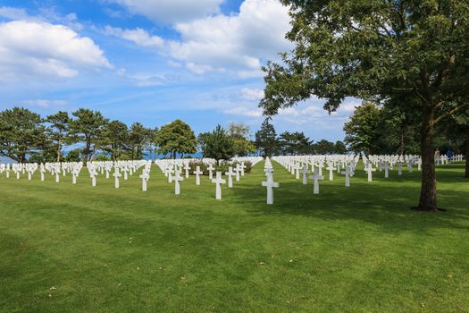 The American cemetery at Omaha Beach, Normandy, France. Here is about 10,000 American soldiers buried.