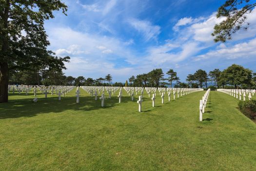 The American cemetery at Omaha Beach, Normandy, France. Here is about 10,000 American soldiers buried.