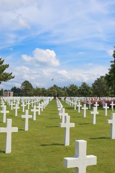 The American cemetery at Omaha Beach, Normandy, France. Here is about 10,000 American soldiers buried.