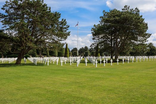 The American cemetery at Omaha Beach, Normandy, France. Here is about 10,000 American soldiers buried.