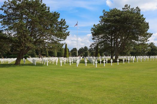 The American cemetery at Omaha Beach, Normandy, France. Here is about 10,000 American soldiers buried.