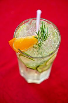 non-alcoholic mohito cocktail at table