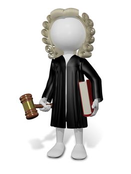 abstract illustration of a judge in a wig with a book