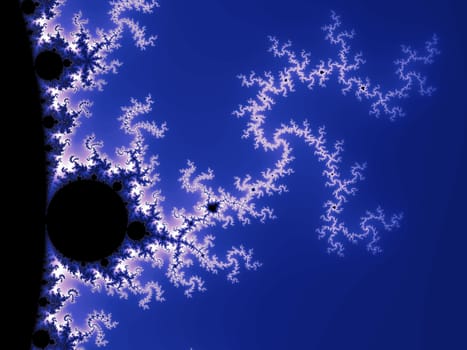 Digital computer graphic - rendering. Patterned fractal background in a blue colors for design.
