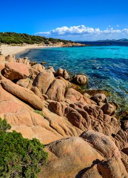 Ocean coastline scenic view in Costa Smeralda, Sardinia, Italy