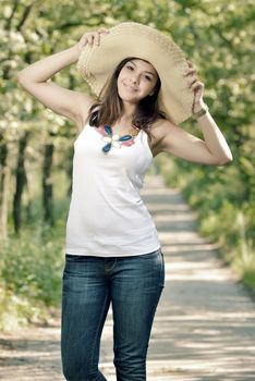 Portrait of romantic girl in forest