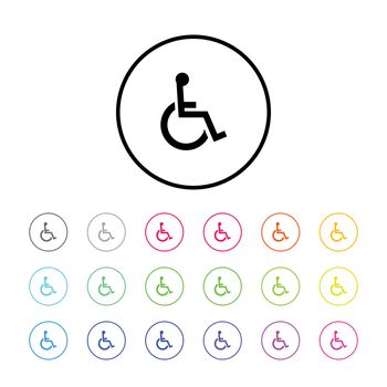 Icon Illustration with 18 Color Variations - Wheelchair