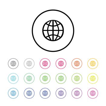 Icon Illustration with 18 Color Variations - World