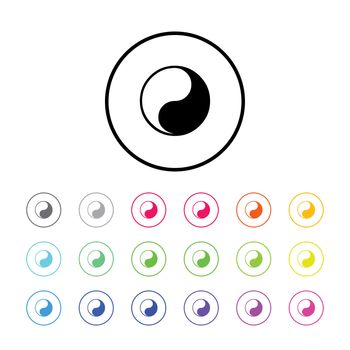 Icon Illustration with 18 Color Variations - Ying Yang