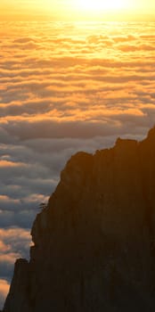 Sunset cloudscape in high mountains