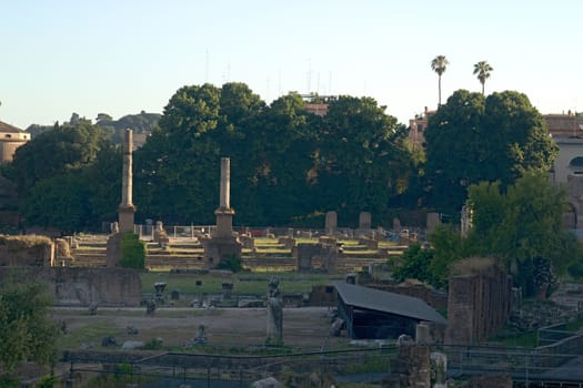 Photo shows remaining parts of the Rome empire ruins.