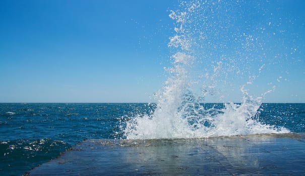 Seascape with seawall