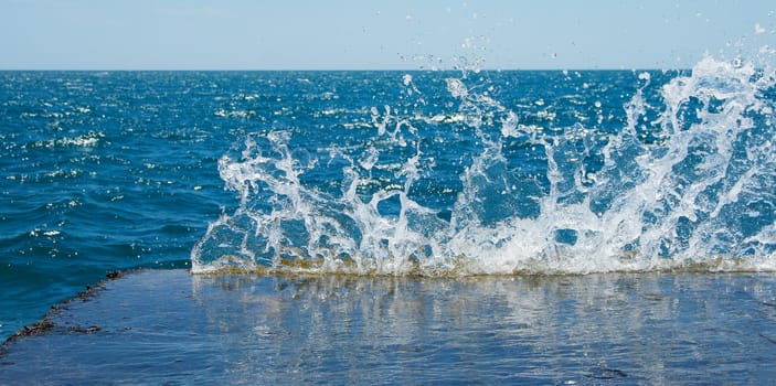 Seascape with seawall