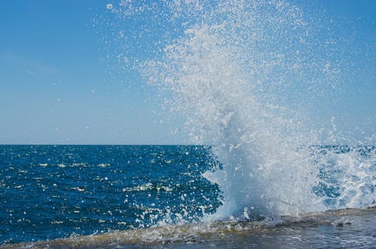 Seascape with seawall