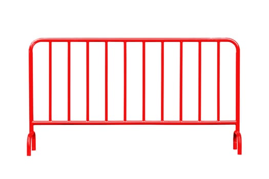 Red steel barrier isolated on white, with clipping path