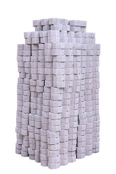 Stack of concrete blocks for pavement  isolate on white with clipping path