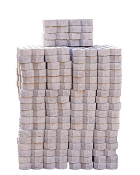 Stack of concrete blocks for pavement  isolate on white with clipping path