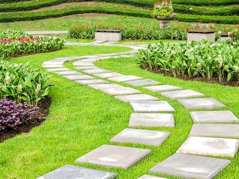 Landscaping in the garden. The path in the garden.