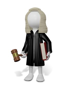 abstract illustration of a judge in a wig with a book