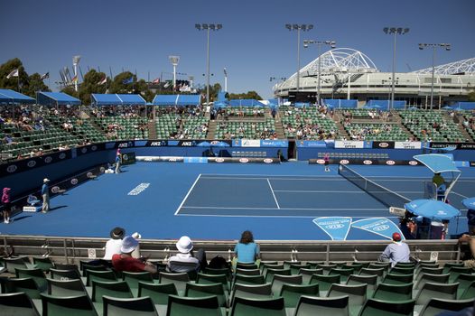 Australian Open Tennis Tournament Rod Court Arena in the Background. January 27, 2010 in Melbourne, Australia.