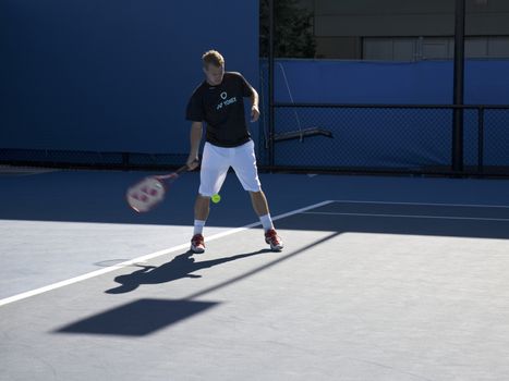 Australia's Lleyton Hewitt during his practicing session at Australia Open Tournament in Melbourne