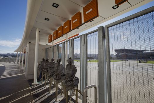 Security turnstile at stadium entrance In the city of Durban, Natal, South Africa