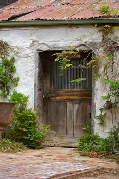 Old Weathered Door on a Derelict Outbuilding