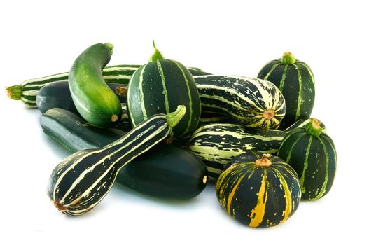 Assorted zuchinni isolated on a white background